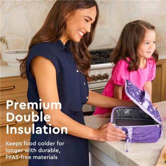 Kids insulated lunch bag unicorn print water resistant lunchbox with bottle pock - Picture 2 of 7